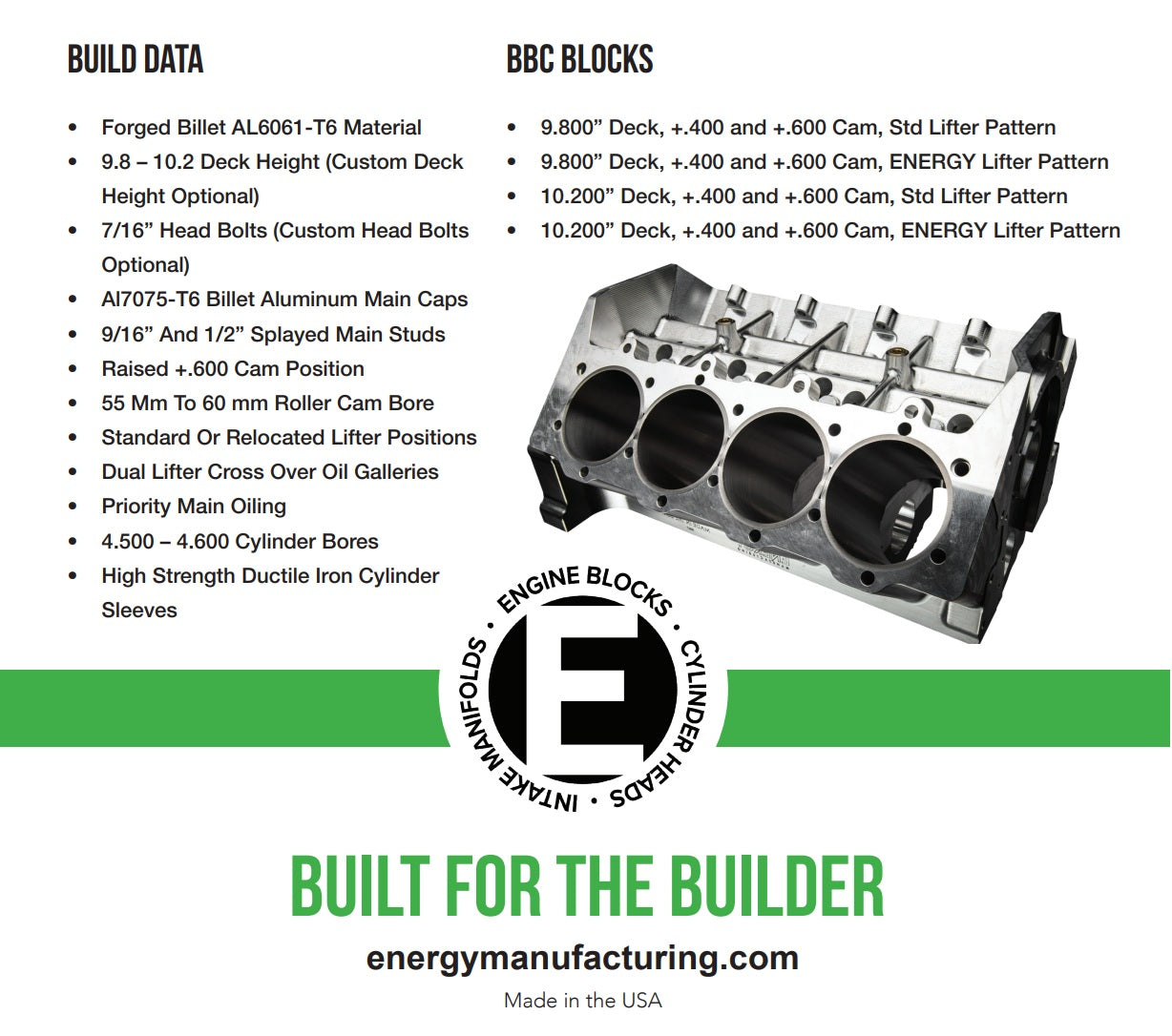 Billet Aluminum Engine Blocks by Energy Mfg. (LS, BBC, SBF) | Borowski ...